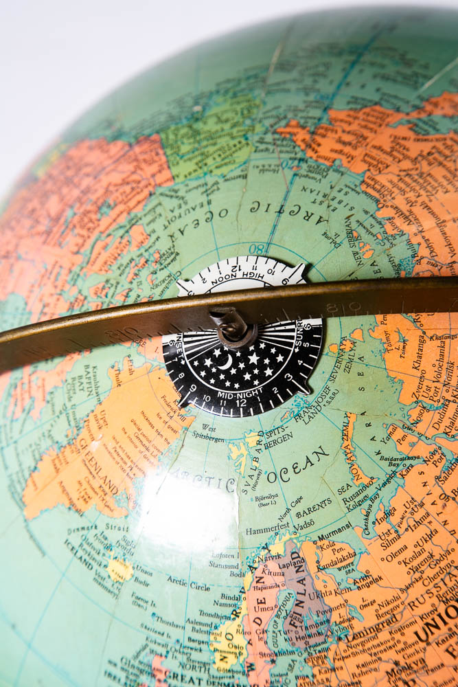 Mid Century Modern Globe Replogle 12 inch Metal Frame Brown Vintage 1960s Table - Image 11