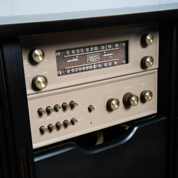 Mid Century Modern Stereo Console Record Player Ampex Radio Hifi Black 1960 Tube - Image 4