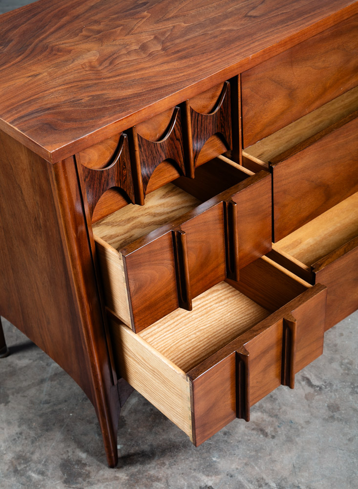Mid Century Modern Dresser Credenza Kent Coffey 9 Drawer Perspecta Brasilia Wood - Image 11