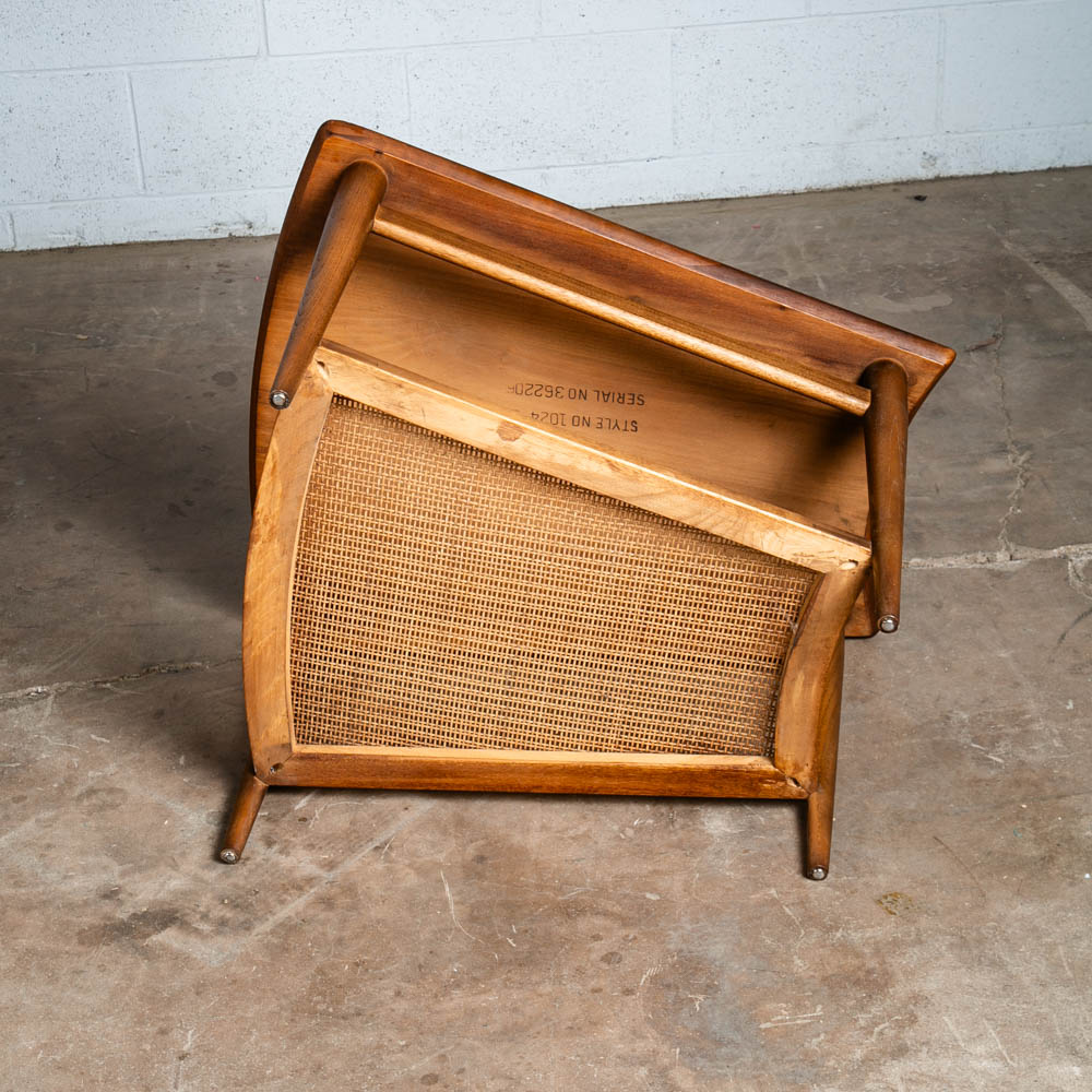 Mid Century Modern Side Table End Lane Wedge Cane Walnut Vintage Drexel - Image 11