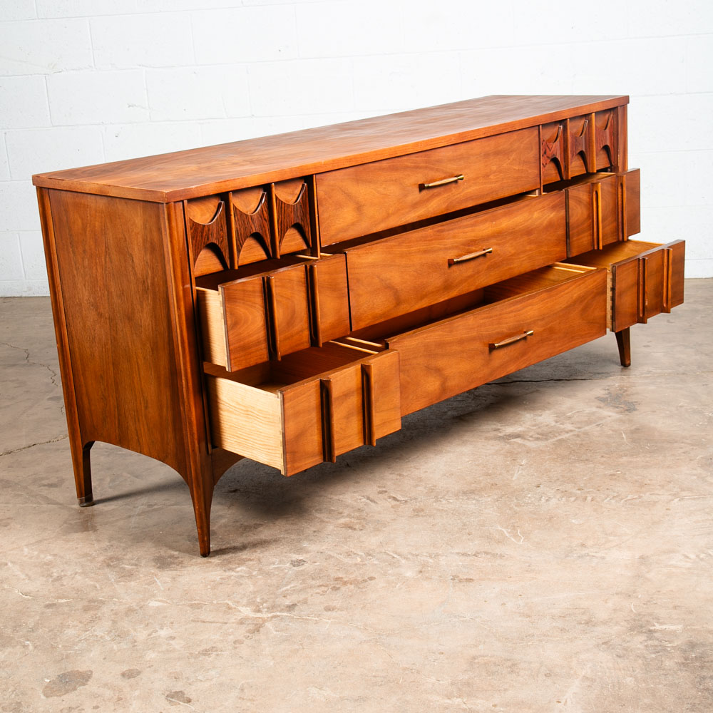 Mid Century Modern Dresser Credenza Kent Coffey 9 Drawer Perspecta Brasilia Wood - Image 5