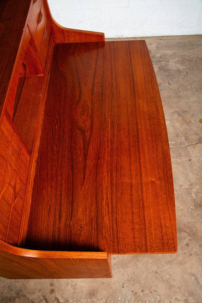 Mid Century Danish Modern Secretary Desk Bureau Denmark Vintage Drawers Vanity - Image 10