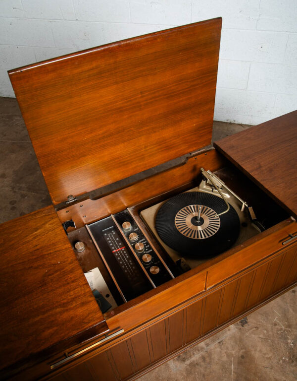 Mid Century Modern Stereo Console Record Player Wards Airline Walnut Radio Mcm - Image 8