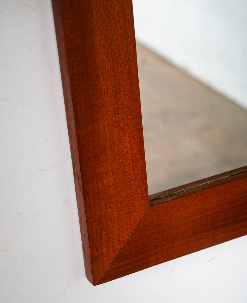 Mid Century Danish Modern Mirror Wall Hanging Bathroom Vanity Solid Teak 23x31.5 - Image 8