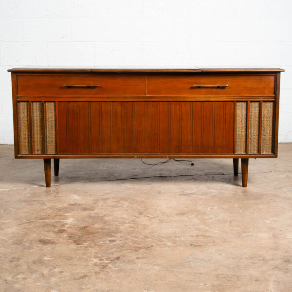 Mid Century Modern Stereo Console Record Player Wards Airline Walnut Radio Mcm - Image 3
