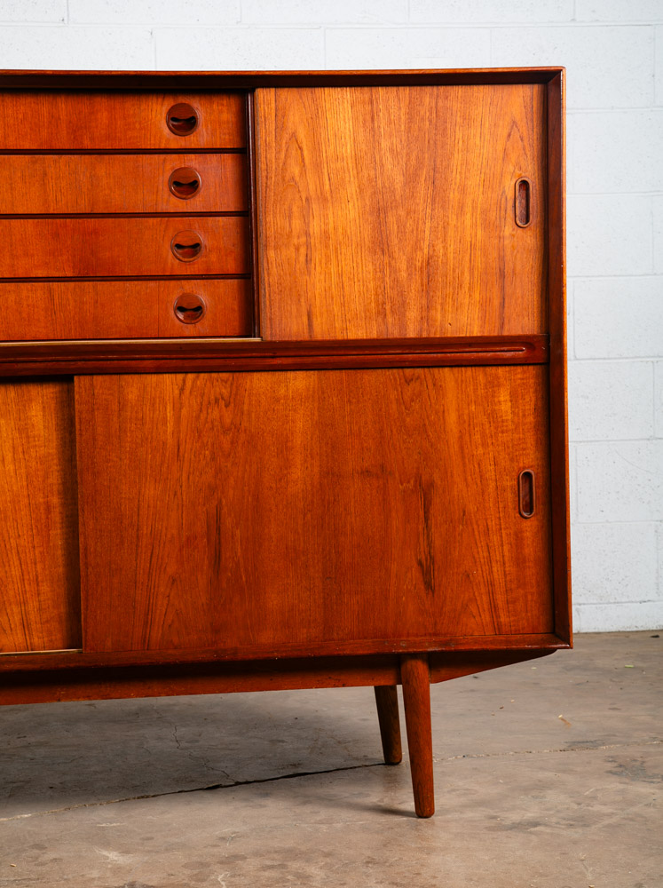 Mid Century Danish Modern Credenza Highboard Drawers Teak Eyelid Kai Kristiansen - Image 11