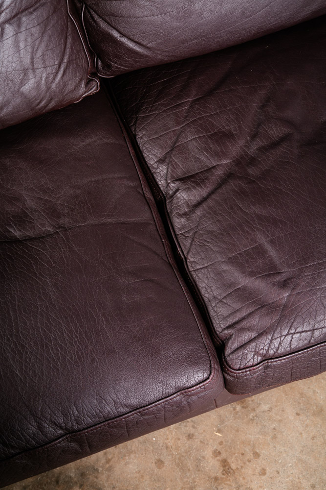Mid Century Danish Modern Sofa Couch Burgundy Leather Stouby Mogensen 3 Seat Mcm - Image 9