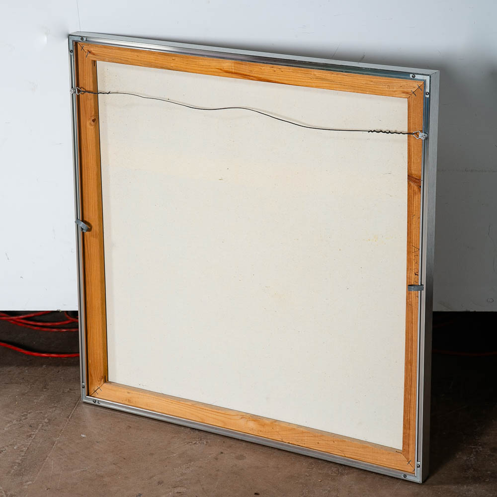 Mid Century Modern Painting Original Art Abstract Flowers Floral 1970s Square 30' - Image 3