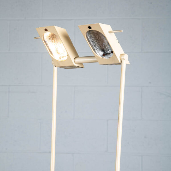 Mid Century Modern Floor Lamp White Adjustable Post Modern Halogen 2 Light - Image 4