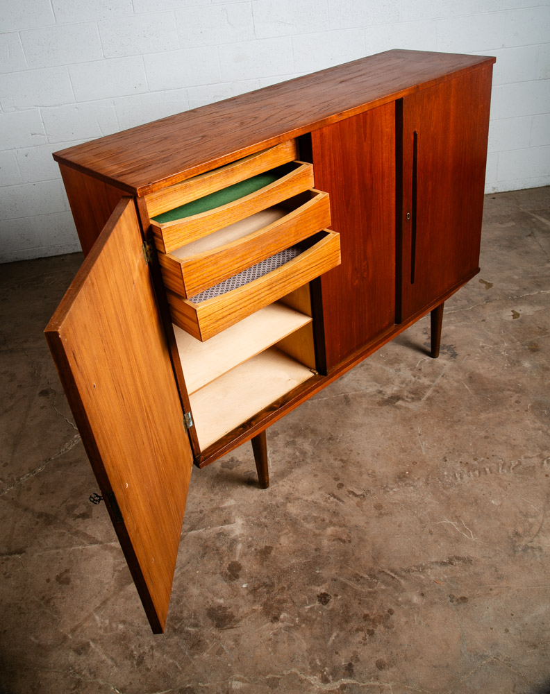 Mid Century Danish Modern Credenza Highboard Sideboard Denmark Key Teak Drawers - Image 7