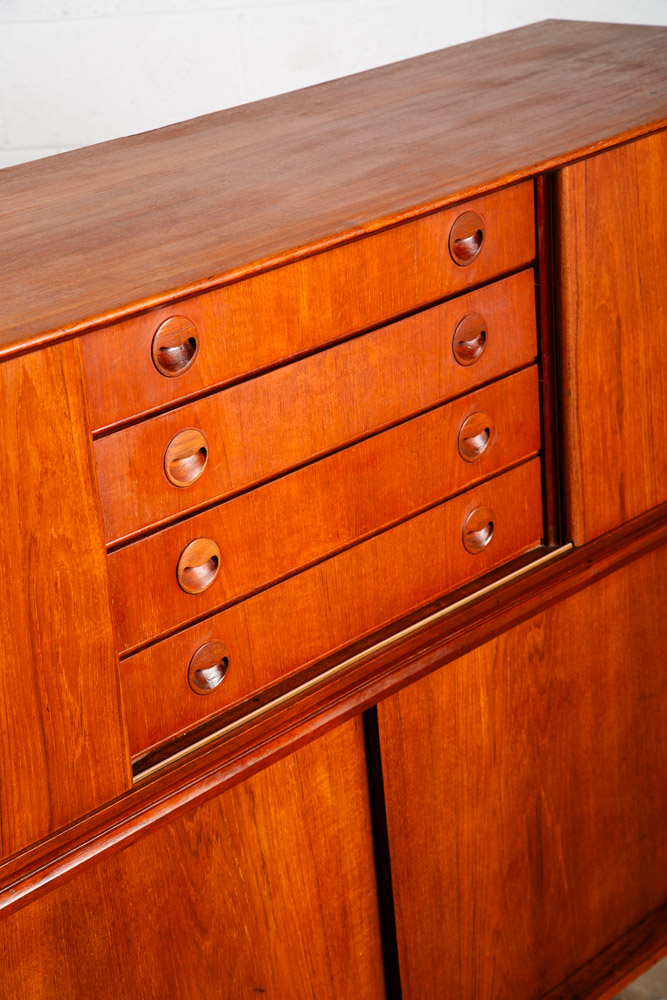 Mid Century Danish Modern Credenza Highboard Drawers Teak Eyelid Kai Kristiansen - Image 9