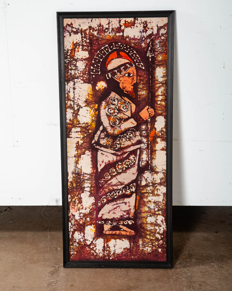 Mid Century Modern Tapestry Soldier Wall Art Tie Dye Batik Fabrik Original Art M - Image 2
