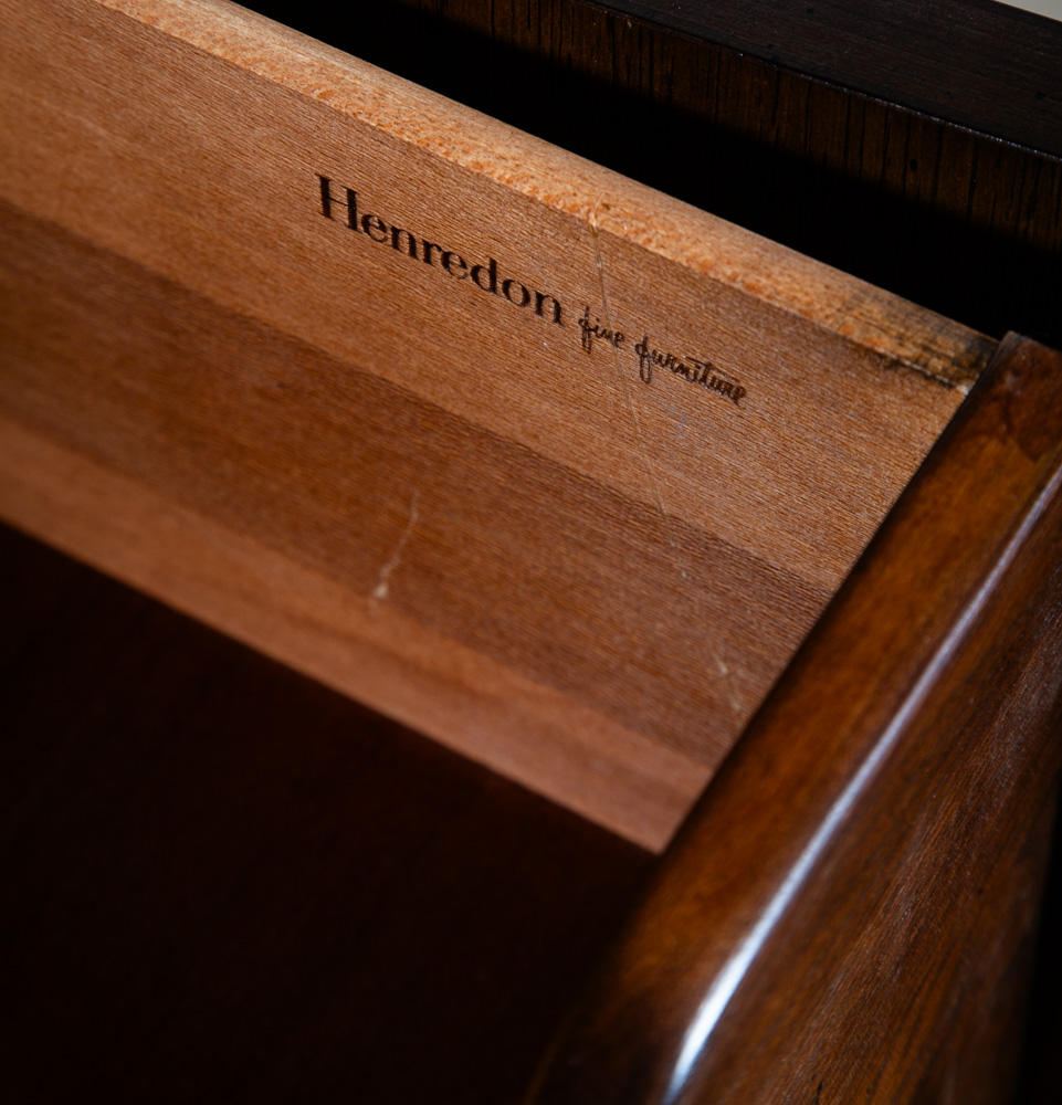 Mid Century Modern Armoire Compact Cabinet Scene One Henredon Campaign Dark Wood - Image 8