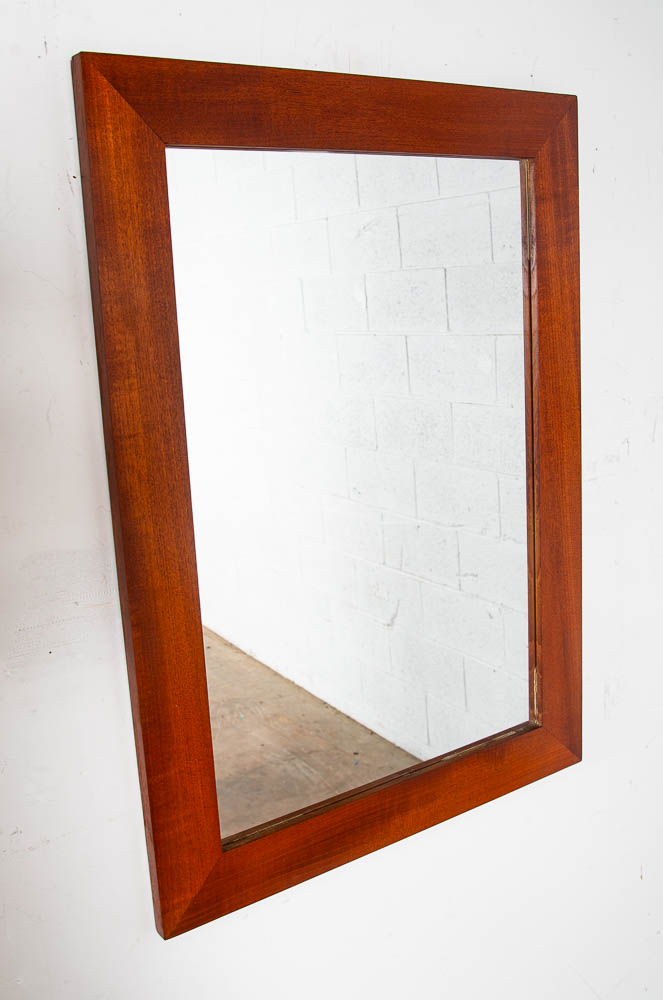 Mid Century Danish Modern Mirror Wall Hanging Bathroom Vanity Solid Teak 23x31.5 - Image 2