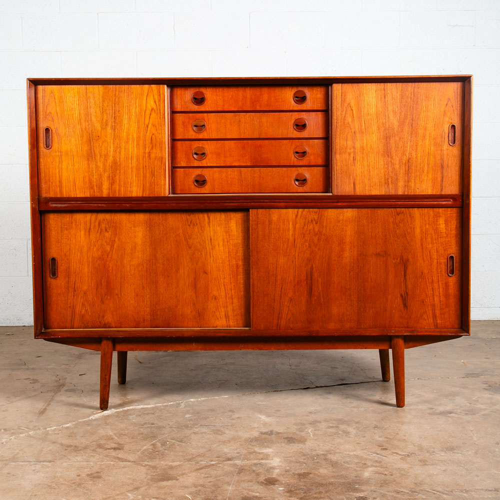 Mid Century Danish Modern Credenza Highboard Drawers Teak Eyelid Kai Kristiansen