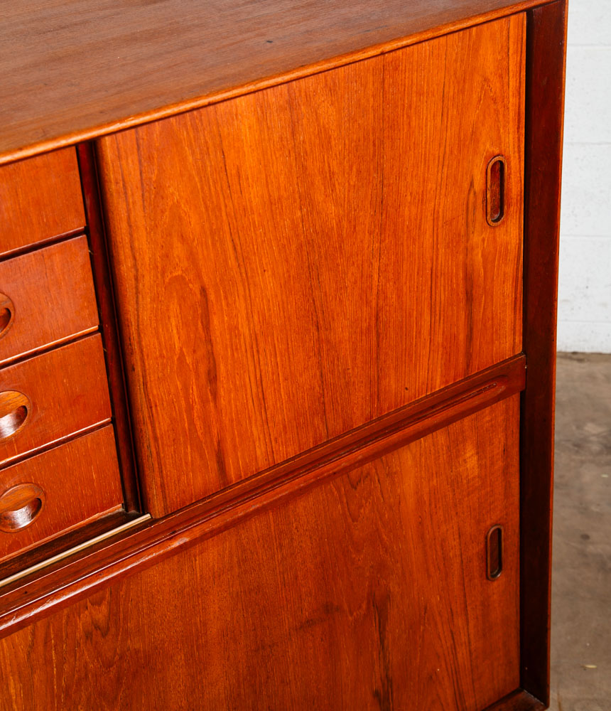 Mid Century Danish Modern Credenza Highboard Drawers Teak Eyelid Kai Kristiansen - Image 10