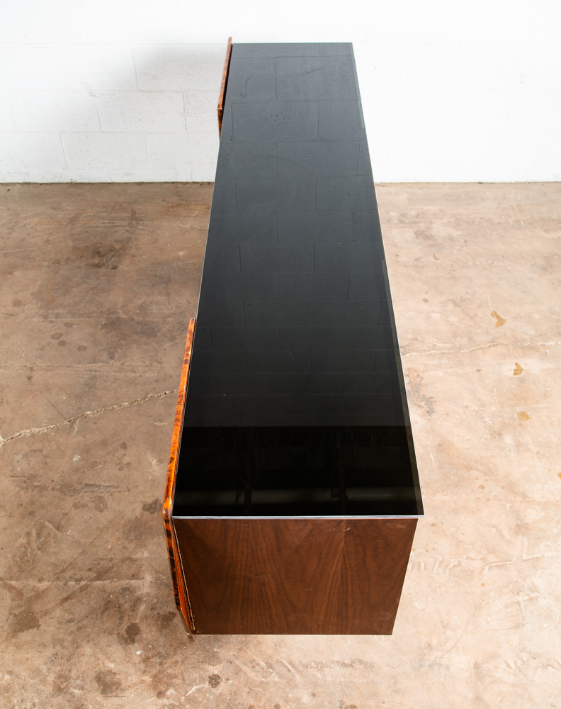 Mid Century Danish Modern Credenza Sideboard Teak Italian Denmark Mcm Burl Glass - Image 6