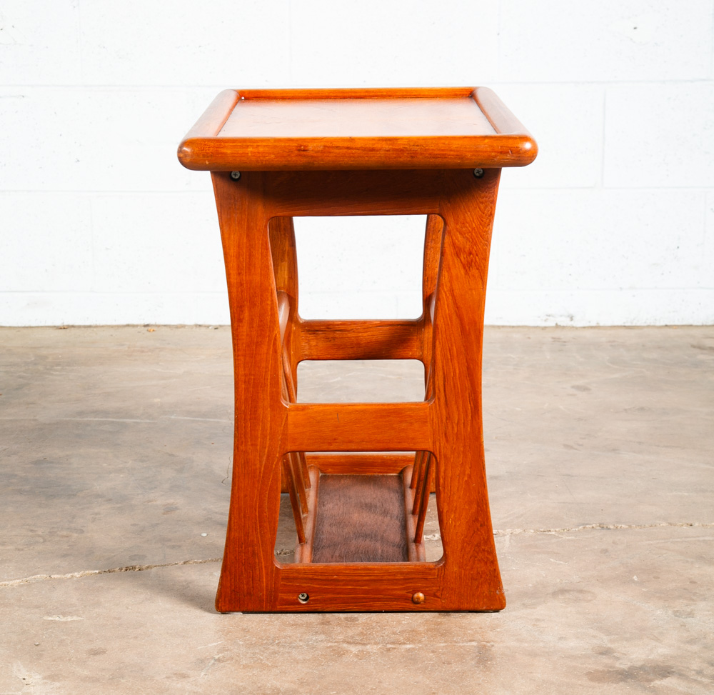 Mid Century Modern Magazine Rack Side Table Vintage Danish Teak Rectangular Mcm - Image 4