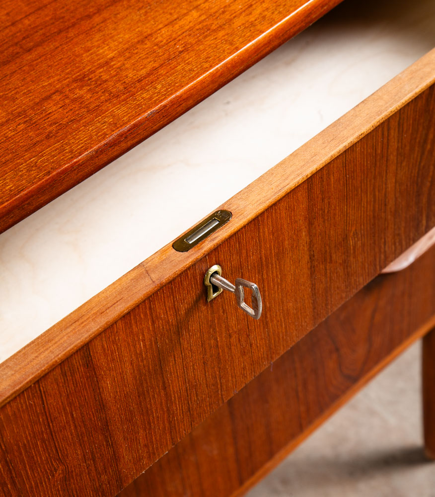 Mid Century Danish Modern Secretary Desk Bureau Denmark Vintage Drawers Vanity - Image 11