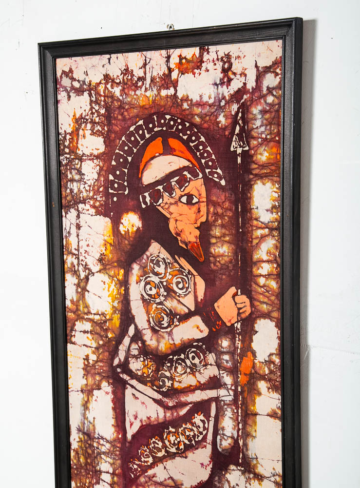 Mid Century Modern Tapestry Soldier Wall Art Tie Dye Batik Fabrik Original Art M - Image 8