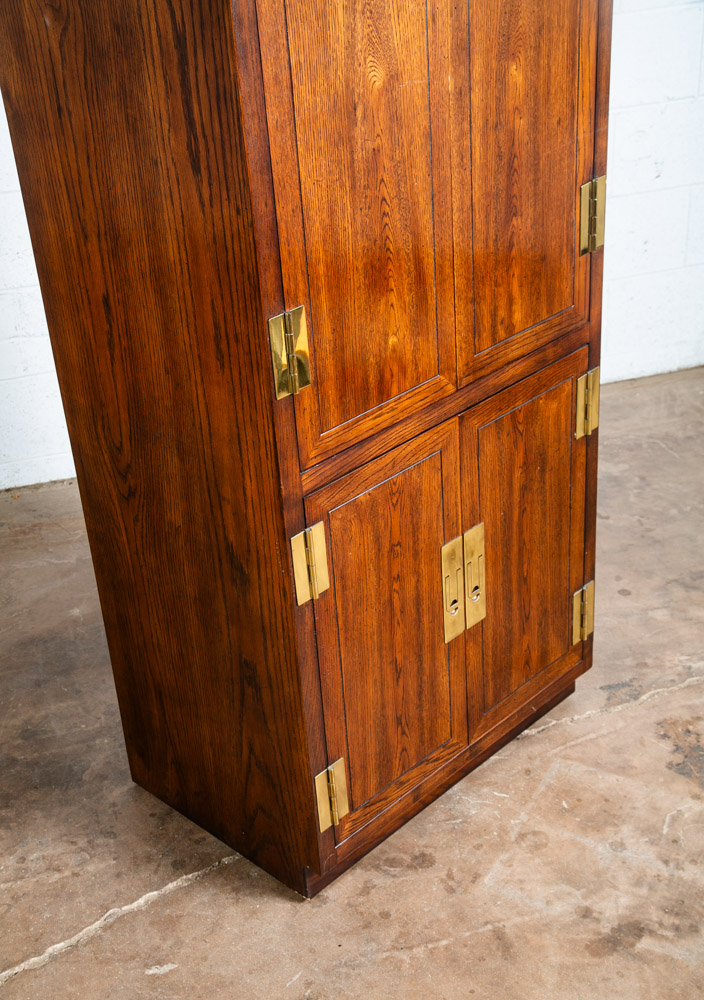 Mid Century Modern Armoire Compact Cabinet Scene One Henredon Campaign Dark Wood - Image 12