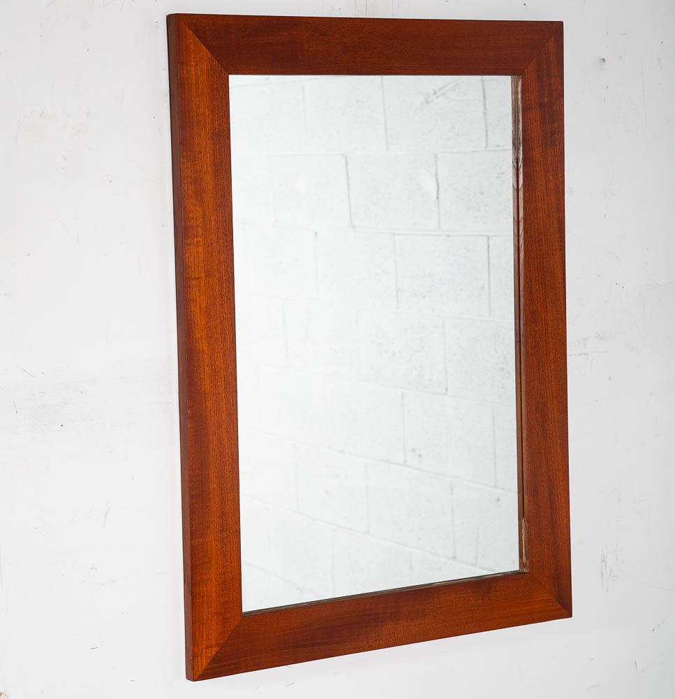 Mid Century Danish Modern Mirror Wall Hanging Bathroom Vanity Solid Teak 23x31.5 - Image 4