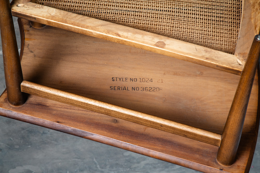 Mid Century Modern Side Table End Lane Wedge Cane Walnut Vintage Drexel - Image 9