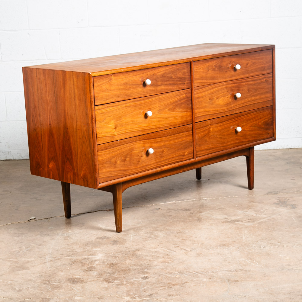 Mid Century Modern Dresser Credenza 6 Drawer Drexel Declaration Vintage Walnut