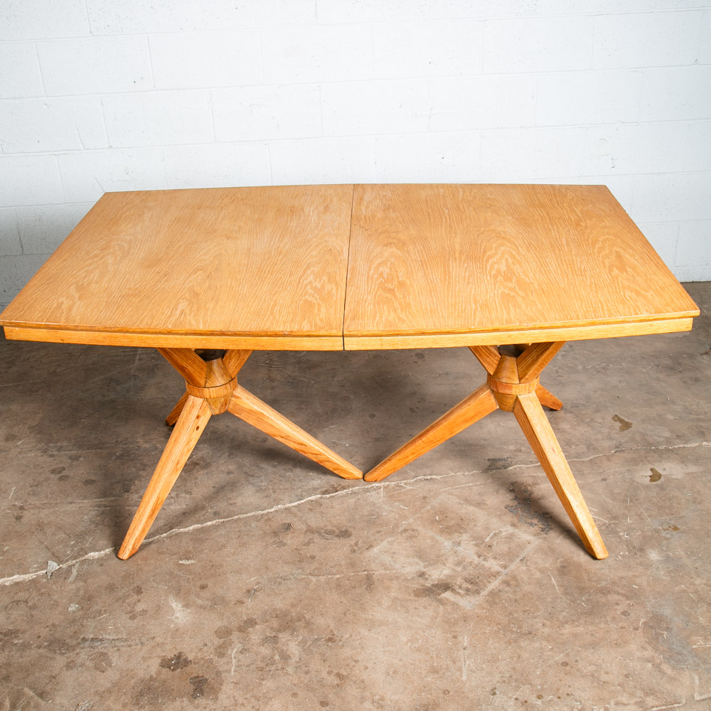 Mid Century Modern Dining Table Solid Sculptural Oak Extension Leaf Vintage Mcm - Image 4