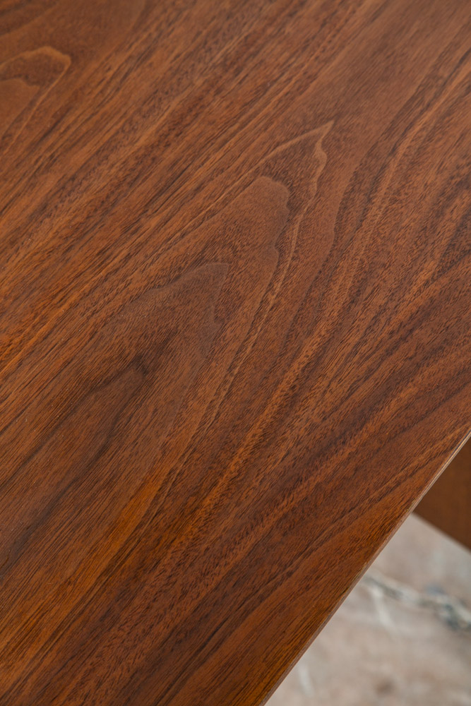 Mid Century Modern Desk Executive 6 Drawer Walnut Wood Brass Floating Vintage VG - Image 7