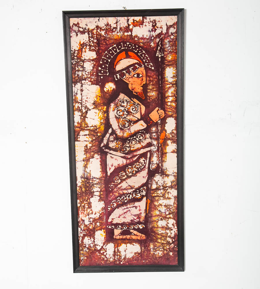 Mid Century Modern Tapestry Soldier Wall Art Tie Dye Batik Fabrik Original Art M