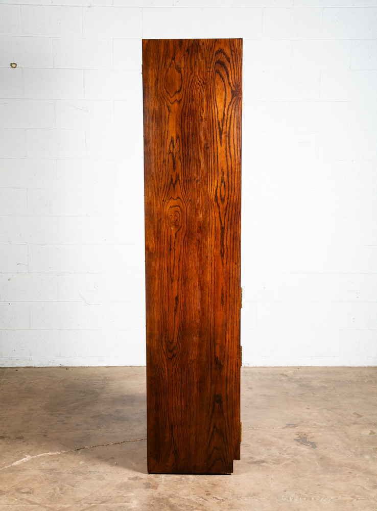 Mid Century Modern Armoire Compact Cabinet Scene One Henredon Campaign Dark Wood - Image 4