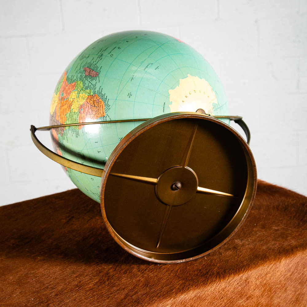 Mid Century Modern Globe Replogle 12 inch Metal Frame Brown Vintage 1960s Table - Image 6