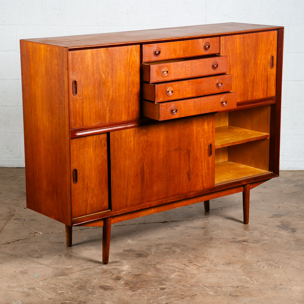 Mid Century Danish Modern Credenza Highboard Drawers Teak Eyelid Kai Kristiansen - Image 6
