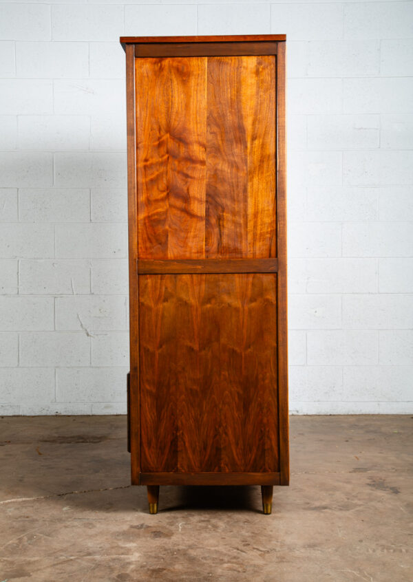 Mid Century Danish Modern Armoire Wardrobe Sliding Doors Closet Walnut Brass Mcm - Image 3