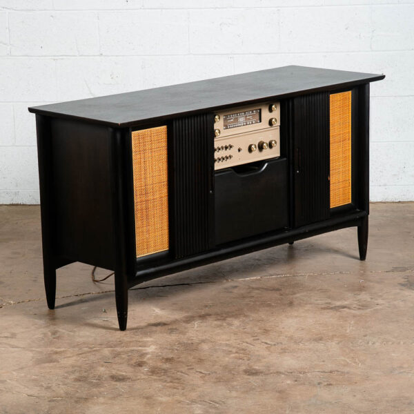 Mid Century Modern Stereo Console Record Player Ampex Radio Hifi Black 1960 Tube