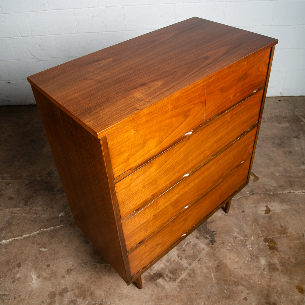 Mid Century Modern Highboy Dresser Broyhill 5 Drawer Walnut Mcm Vintage Danish - Image 9