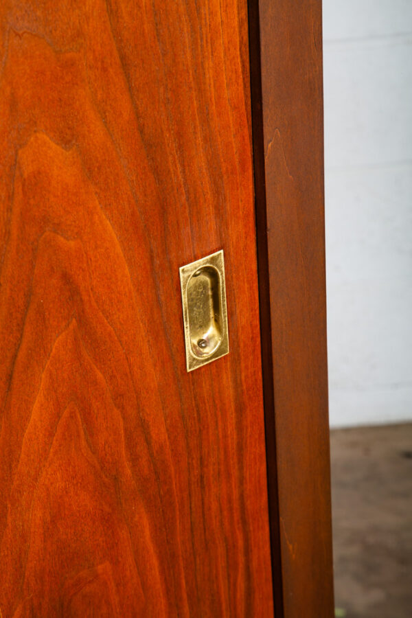 Mid Century Danish Modern Armoire Wardrobe Sliding Doors Closet Walnut Brass Mcm - Image 11