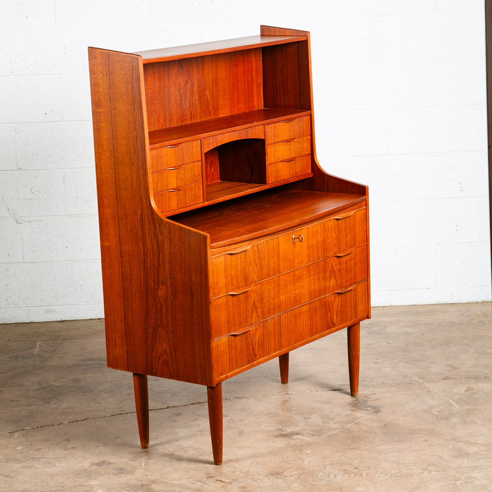 Mid Century Danish Modern Secretary Desk Bureau Denmark Vintage Drawers Vanity