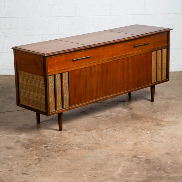 Mid Century Modern Stereo Console Record Player Wards Airline Walnut Radio Mcm - Image 2