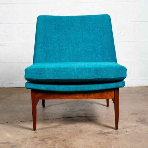 Mid Century Modern Lounge Chair Solid Walnut Aqua Mcm Slipper Side Sculptural NM - Image 4