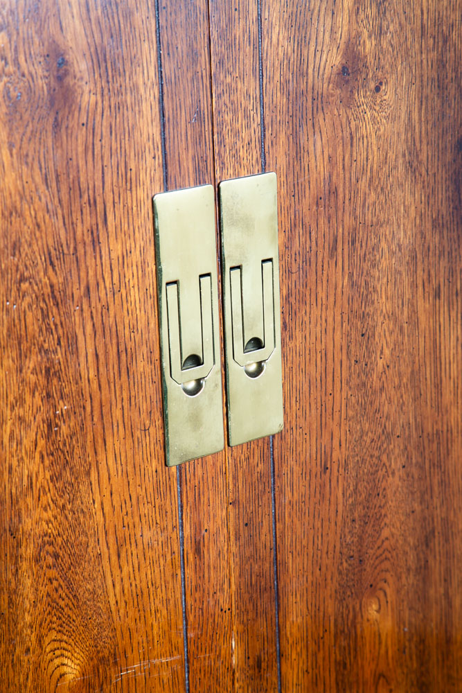 Mid Century Modern Armoire Compact Cabinet Scene One Henredon Campaign Dark Wood - Image 11