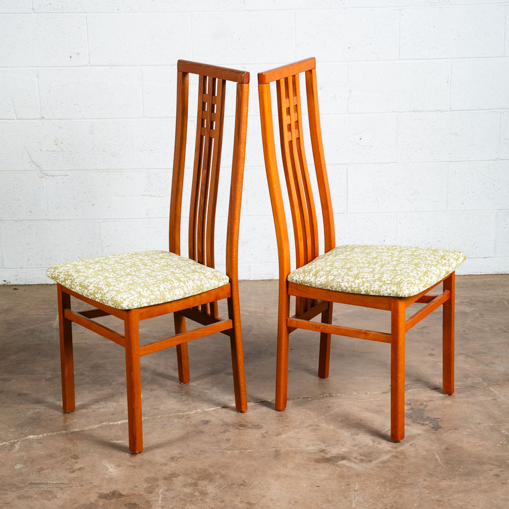 Mid Century Modern Dining Chairs Set of 8 Italian Highback Green Curved Italy NM - Image 3