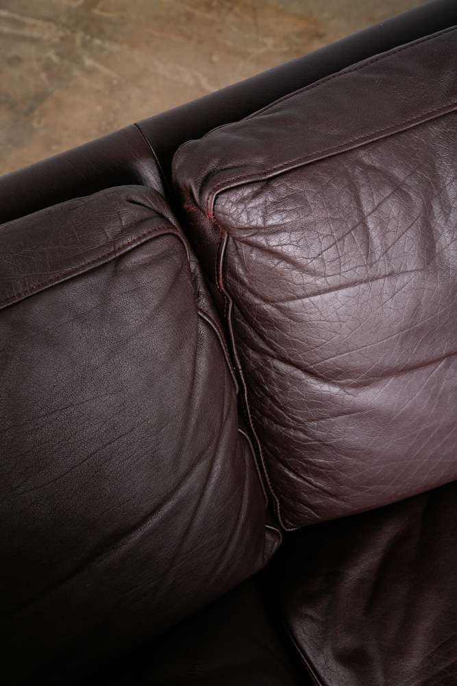 Mid Century Danish Modern Sofa Couch Burgundy Leather Stouby Mogensen 3 Seat Mcm - Image 10