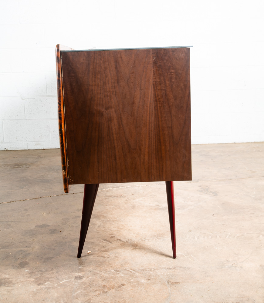 Mid Century Danish Modern Credenza Sideboard Teak Italian Denmark Mcm Burl Glass - Image 5