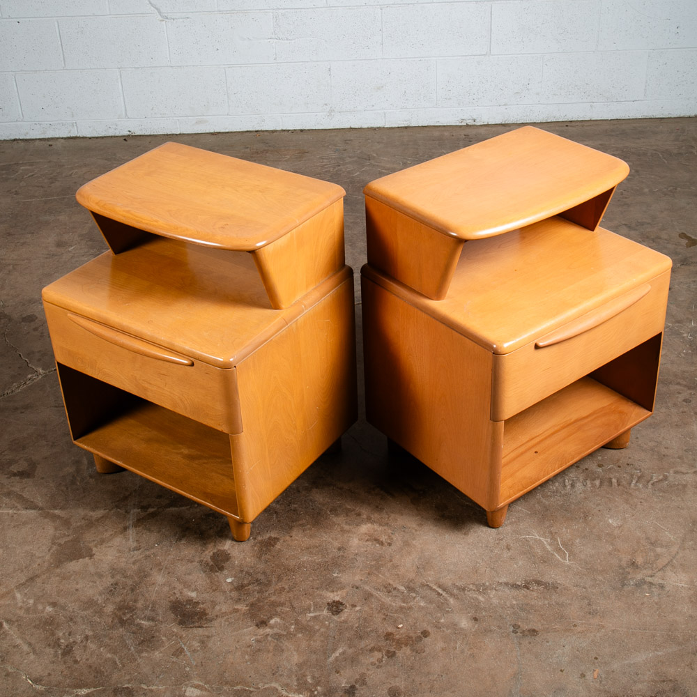 Mid Century Modern Nightstands End Side Tables Heywood Wakefield M538 Drawer Two - Image 7