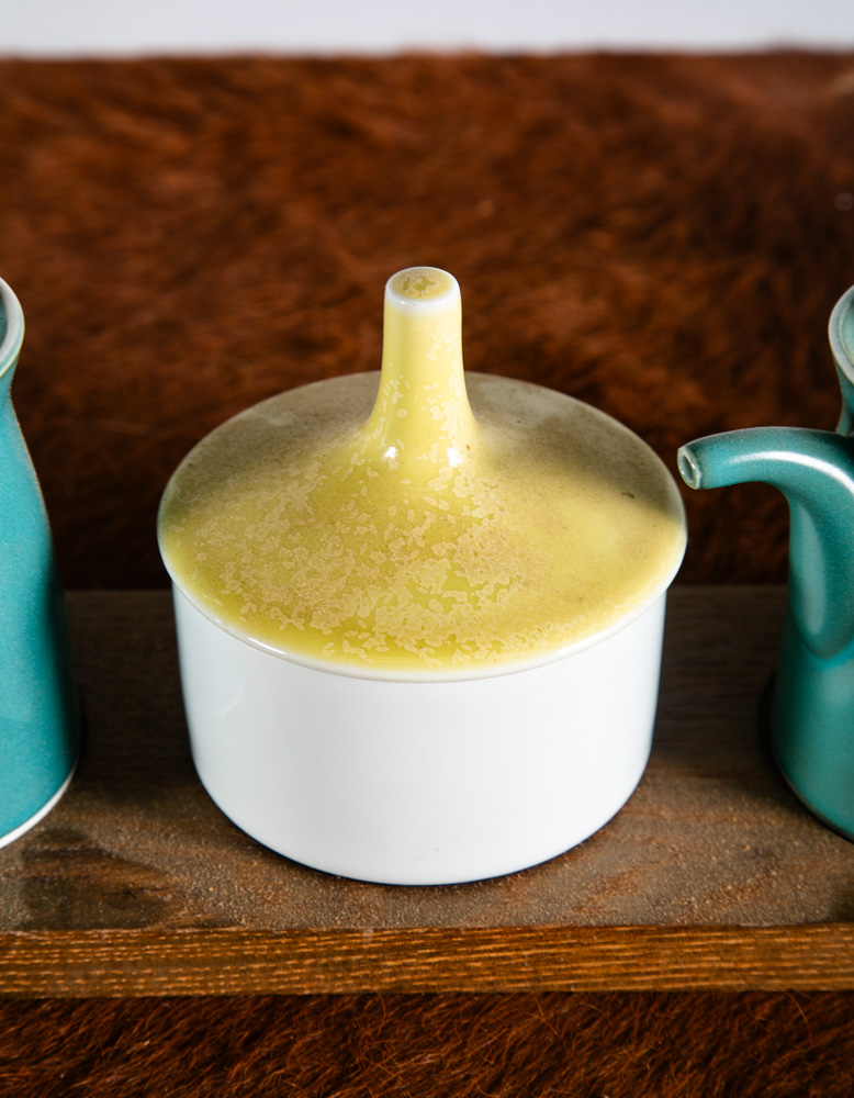 Mid Century Modern Set 3 Hakusan Japanese Sake Sushi Ceramics Lidded Japan Mcm - Image 6