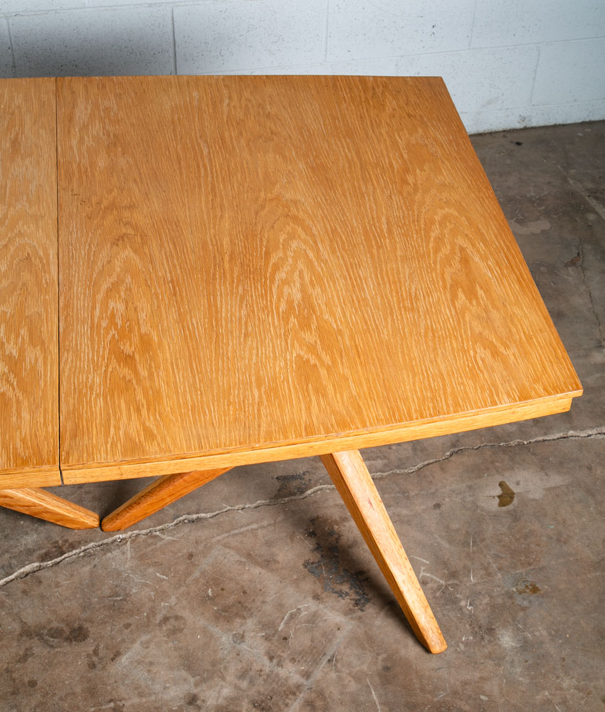 Mid Century Modern Dining Table Solid Sculptural Oak Extension Leaf Vintage Mcm - Image 10