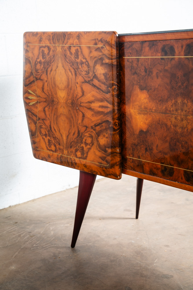 Mid Century Danish Modern Credenza Sideboard Teak Italian Denmark Mcm Burl Glass - Image 10