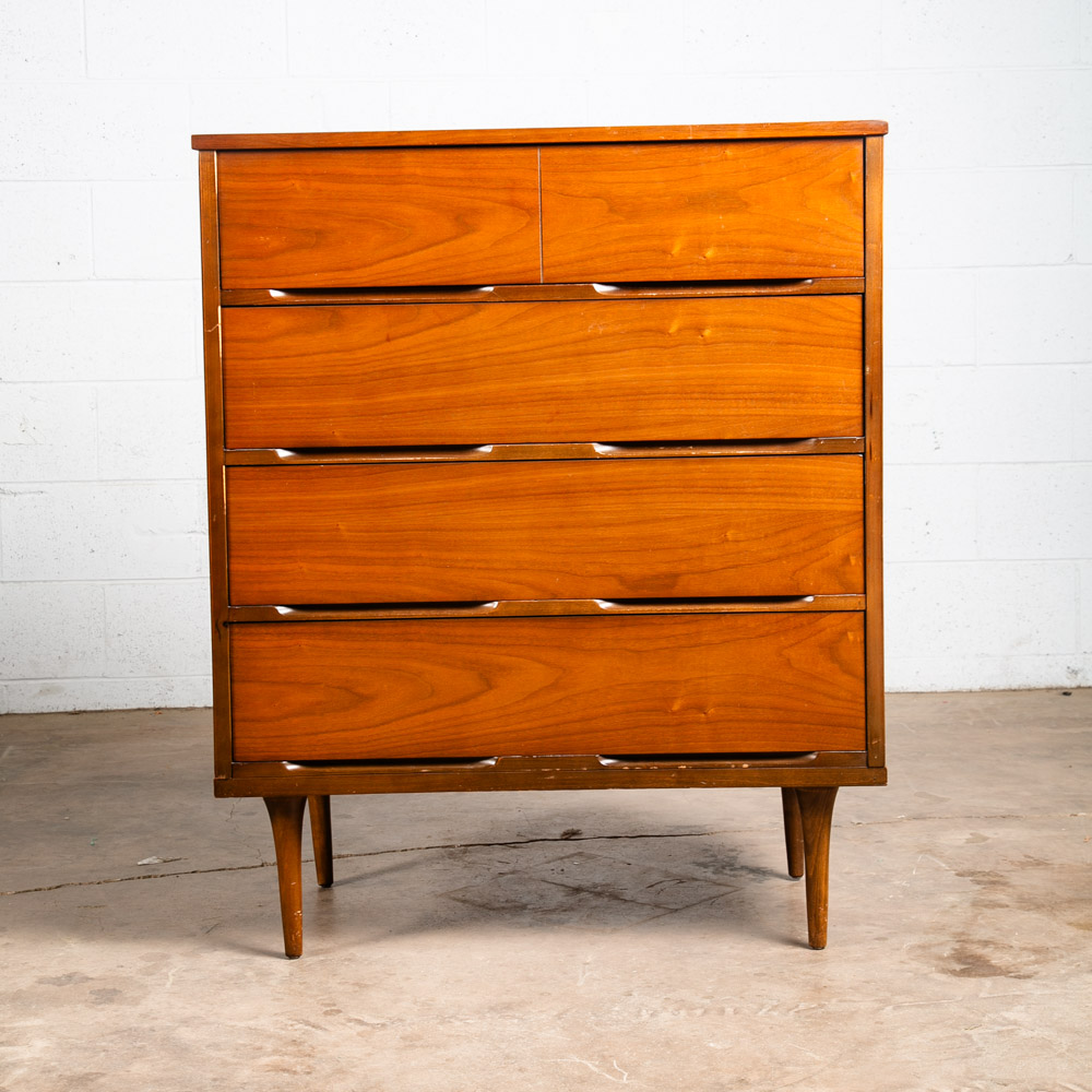 Mid Century Modern Highboy Dresser Broyhill 5 Drawer Walnut Mcm Vintage Danish - Image 2